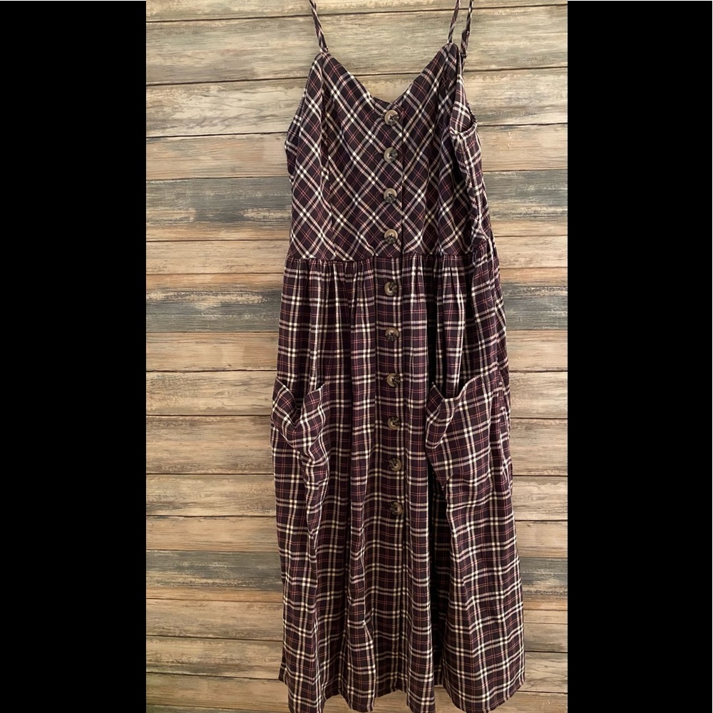 Black Plaid Dress - with pockets!